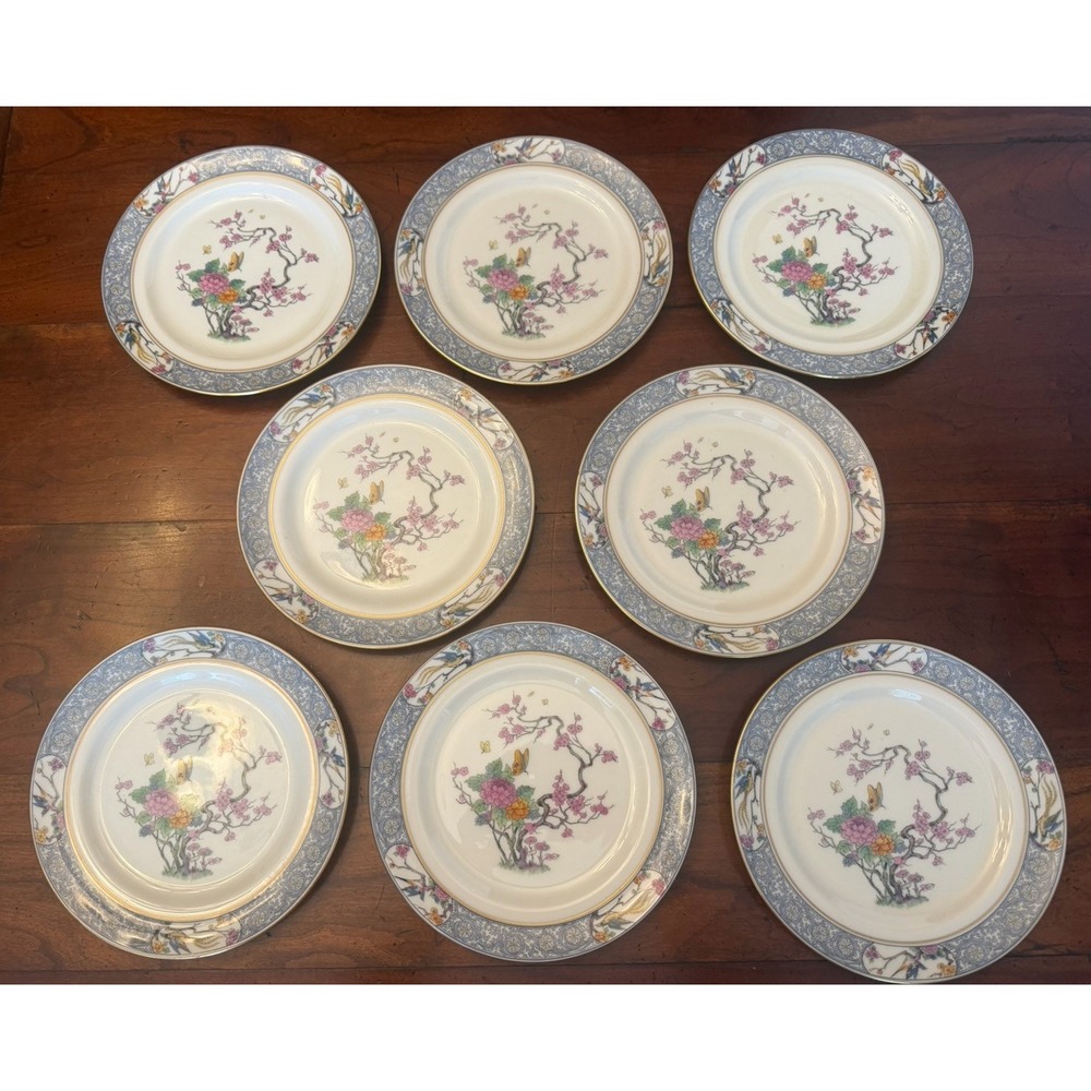 Vintage Lenox MING China Dessert Pie Plates Set of 8 - Black Stamp 7.25" RARE